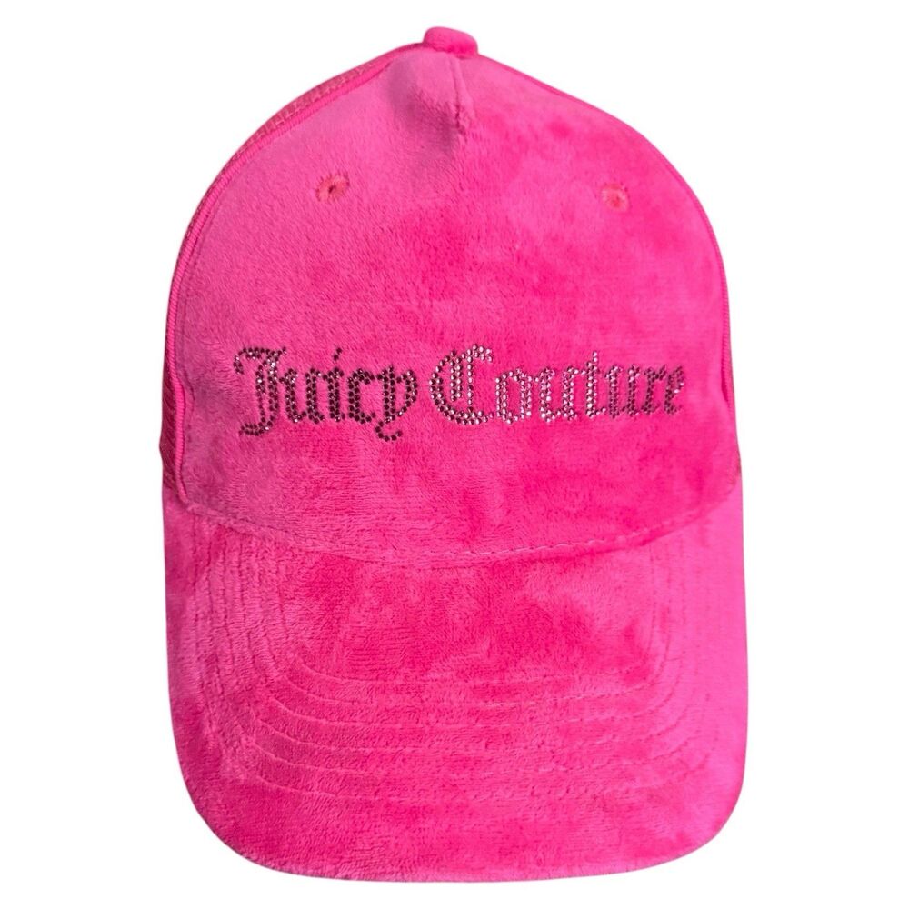 Juicy Couture Viva La Juicy Sucre Pink Velour Rhinestone Mesh Trucker Hat NWT